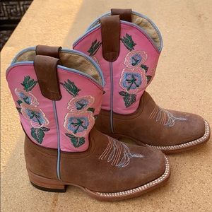 Bonanza Kids Western Boots Real Leather Pink/brown